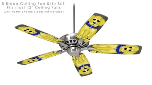 Ceiling Fan Skin Kit (fits most 42inch fans) - Puppy Dogs on Black - (Fan and fan blades NOT INCLUDED) by wallthat