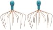 Two Pack of Heavens Therapy Head Wizard Octopus Ionized Copper Therapeutic Head Scalp Massager Massage