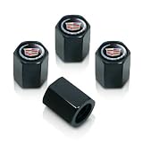 Cadillac Silver Logo Black Tire Stem Valve Caps