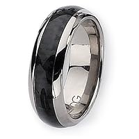 Chisel Black Carbon Fiber Polished Titanium Ring , 11.5