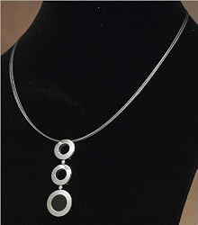 J-Steel by Fyn Studios (TM) 3 Link Stainless-Steel and Black Agate Pendant Necklace 843332001426