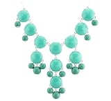 Silver Tone Chain New Color Bubble BIB Statement Fashion Necklace - Turqoise