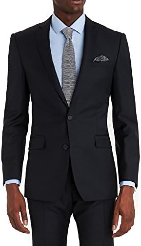 AMORSTORE Men's Slim Fit 2 Button Single Breasted Suits Set Plain Navy