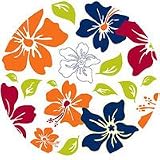 Tropical Flowers Circles - Peel & Stick - 5 Large Wall Accent Stickers