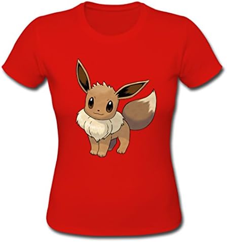 Buuban Girls Japanese Anime Pokemon Eevee T-shirt Tshirts Red Small