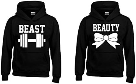 Couple matching Beast - Beauty Hoodie Black - Black Man Medium - Woman Medium