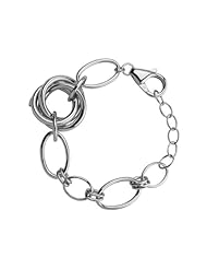 ELLE Jewelry Sterling Silver Interlocking Rings Station Bracelet