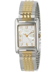 Timex Womens T2P3059J Dress Mini Rectangle Two-Tone Stainless Steel Expansion Band Watch