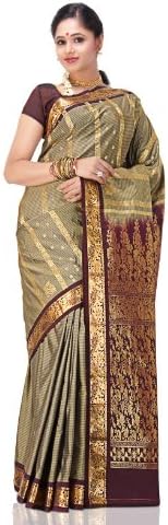 IndusDiva Women's Dull Gold Art Silk Saree