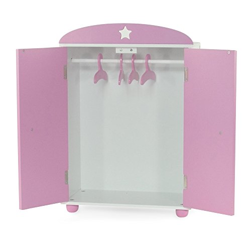 18inch Doll Furniture Pink Armoire with Star Detail Comes with 4