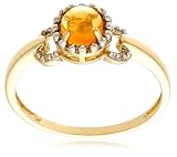 10k Yellow Gold Cabochon Citrine Bead Design Ring