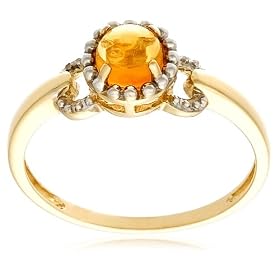Buy 10k Yellow Gold Cabochon Citrine Bead Design Ring by Amazon.com Collection