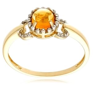 Buy 10k Yellow Gold Cabochon Citrine Bead Design Ring by Amazon.com Collection