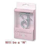 Small Silver tone Monogram Letter W Cake Topper