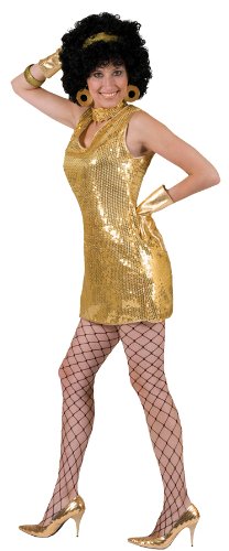 Costumes For All Occasions FF782754 Standard Disco Dress with Choker - Gold