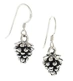 Pine Cone Charm Sterling Silver Holiday Earrings