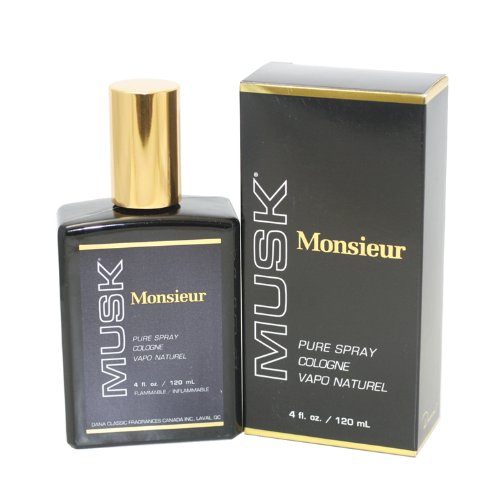 Dana Monsieur Musk Cologne Spray for Men, 4 Ounce
