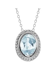 0.72 Ct Oval Shape Sky Blue Aquamarine Sterling Silver Pendant
