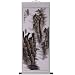 Hand-Painted 48" Oriental Wall Art Scroll - Yellow Mountains Landscape With Cream Border