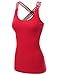 Doublju Women Sleeveless Round Neck Back Cross Strap Designed Long Tank Top