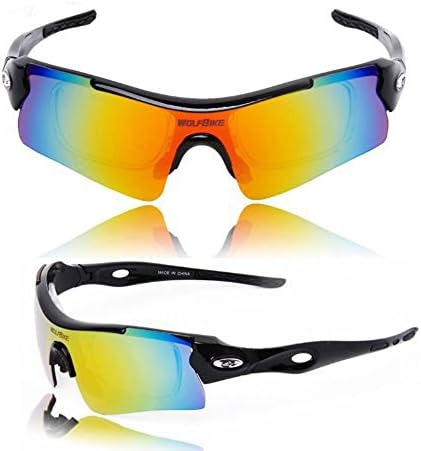 Spos Polarized Cycling Sun Glasses Outdoor Sports Bicycle Glasses Bike Sunglasses Ski Goggles Eyewear Cool with Exchangeable 5 Lens Spos_27 Black