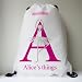 Little Folk Personalised Drawstring Swimming & Ballet Bags for Girls & Boys - Twirl the Little Ballerina from the Alphabet Range