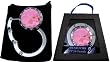 1 Silver & Pink with Swarovski Crystal FOLDING Chatt Purse Hook & Black Velvet Pouch and Gift Box