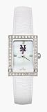 New York Mets Women's Allure Watch with White Leather Strap