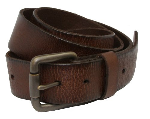 Vintage Full Grain Leather Brass Roller Buckle Belts