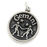 Sterling Silver Gemini & Intelligent Zodiac Pendant