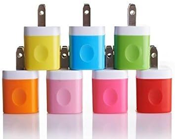 CELLTRONIX® 7 Pack Premium Quality Two-Tone USB Travel Home 1.0 AMP Power Adapter Wall Charger Plug for iPhone 6/6 plus 5S 5 4S Samsung Galaxy S5 S4 S3 HTC One M8 LG G2 G3 w/ Easy Edge Grip Design (Random Color)