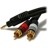 Quality 35 feet Shielded 3.5mm Stereo Y Adapter to 2 Rca's Cable 22 awg for Connecting Laptops/mp3 Players to Home Receivers or Other Devices Accepting Rca's
