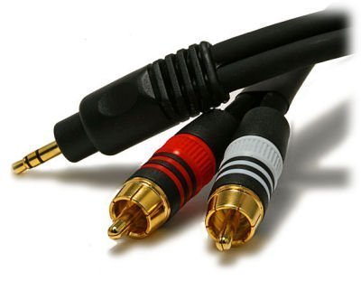 Quality 35 feet Shielded 3.5mm Stereo Y Adapter to 2 Rca's Cable 22 awg for Connecting Laptops/mp3 Players to Home Receivers or Other Devices Accepting Rca's