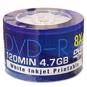 50 AONE 8X DVD-R BLANK DISCS, WRITE ONCE ONLY