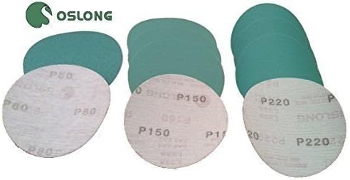 OslongL338 6" Hook & Loop Green Film Sanding Discs, 60-Grit Box of 100