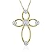 14k Two Tone Gold 4 Leaf Flower Drop Diamond Pendant Necklace (G-H, SI-I, 0.27 carat)