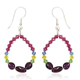 Image of Nakai Amethyst, Crystal and Sterling Silver Hoop Earrings