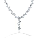 Bling Jewelry Modern Bridal Ivy Vines CZ Chandelier Teardrop Necklace
