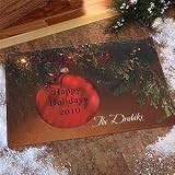 Personalized Christmas Doormat - Red Ornament