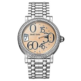 Gerald Genta Arena Retro Mens' Watch Automatic Stainless Steel Beige Guilloche Dial Diamond Bezel...