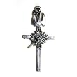 Small Crucifix - Metal Pendant with a Dove and a Heart Centerpiece
