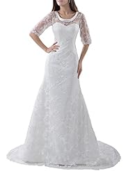 Mermaid Elbow Length Sleeves  Lace  Dress with a Court Train  With a Bow(s)