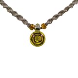 Glass Yellow Rose Pendant On Hemp Necklace