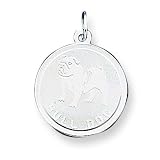 Sterling Silver Bull Dog Disc Charm with 20 inch Sterling Silver Chain