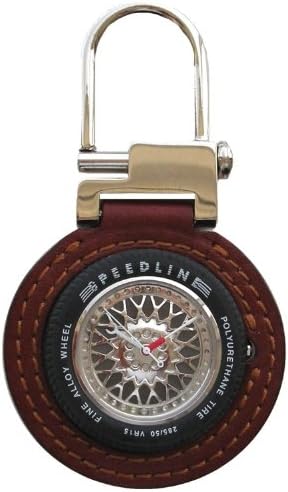 "Speedline" Wheel Style Pocket/Clip Watch With Tire Tread Watch Case in Leather Pouch