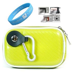 TPU Yellow Camera Case for Sony Cyber-shot DSC-W170 W200 W300 W35 Sony W50 + Screen Protector + Wristband