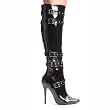5 Inch Sexy High Heel Boot Single Sole Knee High Boot With Buckles And Inner Zipper