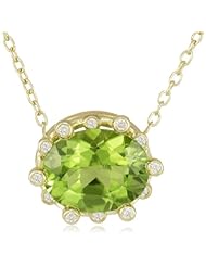 Suzy Landa 18k Yellow Gold Oval Crown Peridot and Diamond Pendant Necklace