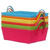 Bright Cotton Fabric Covered Medium Cases with Leatherette Handles 16x12x5.25 Set of 6 by Traders and Company