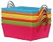 Bright Cotton Fabric Covered Medium Cases with Leatherette Handles 16"x12"x5.25" Set of 6